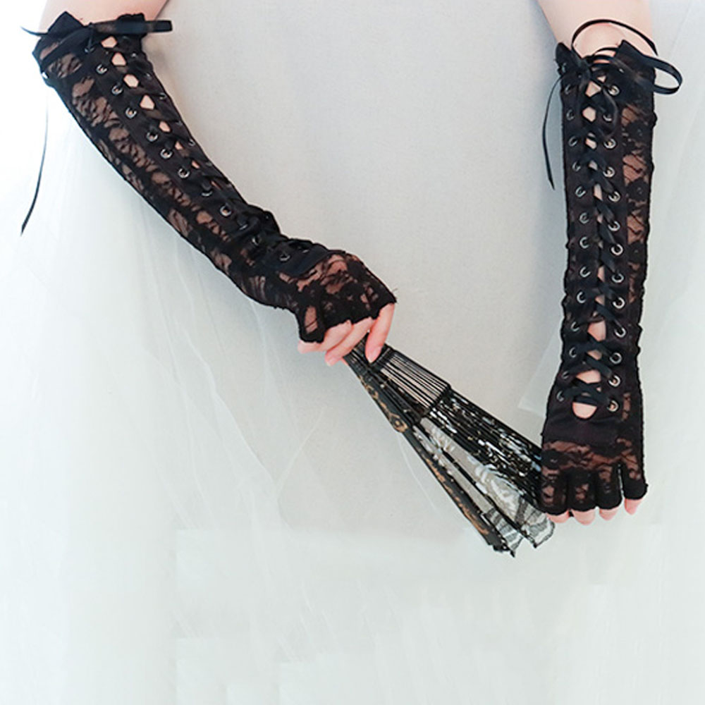 Găng Tay Ren Hở Ngón Thời Trang Cho Nữ