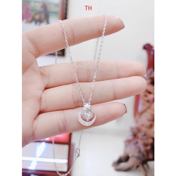 Dây chuyền THJ - Vòng cổ trăng sao đính đá sang trọng , chuẩn bạc ta