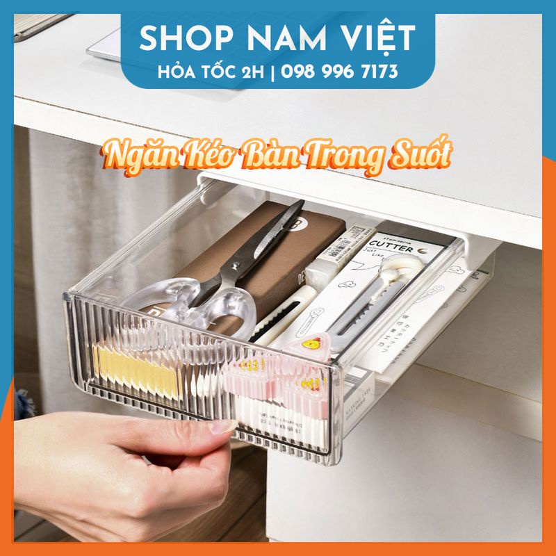Ngăn Kéo Dưới Bàn Làm Việc Trong Suốt - Hộp Nhựa Để Đồ Dán Dưới Bàn