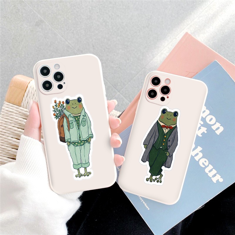 Ốp lưng iphone cạnh vuông viền camera ếch xanh lãng tử dành cho ip 6 đến 13promax - tr360