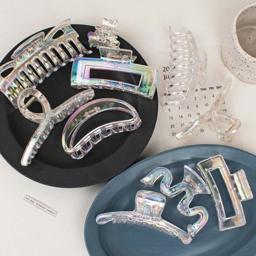 Kẹp tóc càng cua bằng acrylic màu laser đơn giản phong cách Hàn Quốc