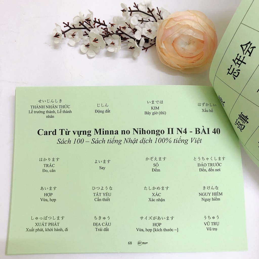 Sách - Thẻ học Từ vựng Minna II N4