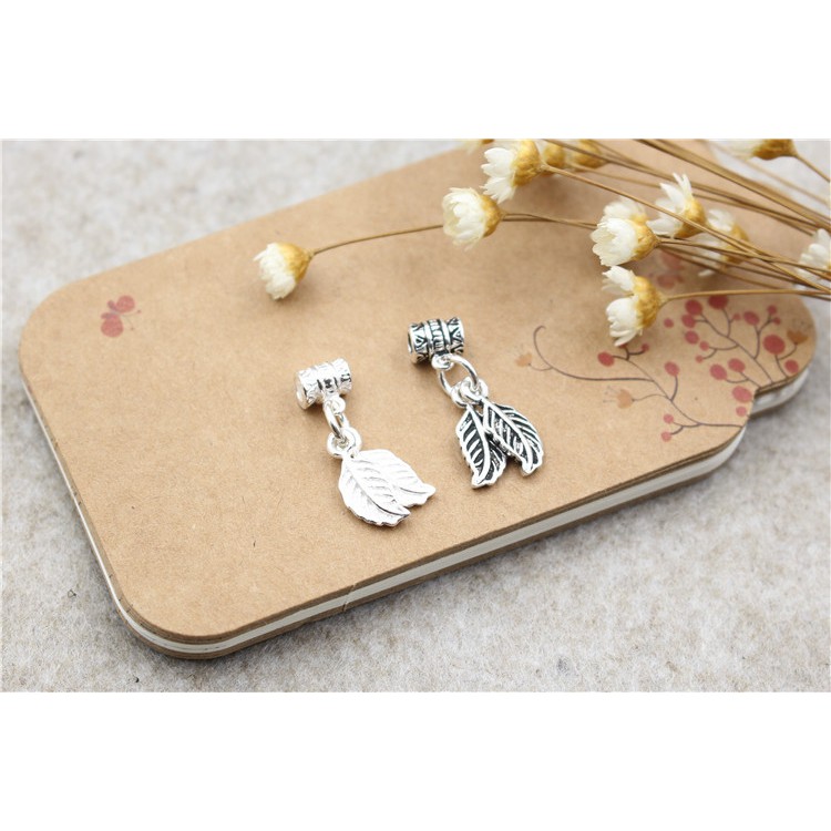 Charm móc ống treo 2 lá cây - Charm Bạc 925 - Mã CA205 CB550