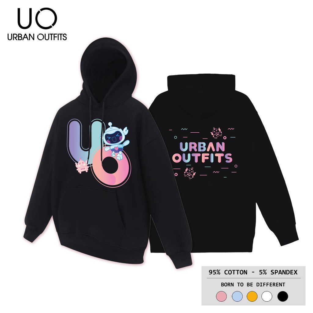 Áo Hoodie Nữ Nam Form Rộng URBAN OUTFITS In Bots UO HOO03 Thun Cotton Nỉ