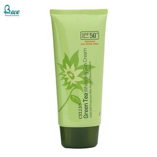 [Mỹ Phẩm Xách Tay]  Kem Chống Nắng Cellio Green Tea Whitening Sun Cream SPF50+ PA+++  - Phụ Nữ Làm Đẹp