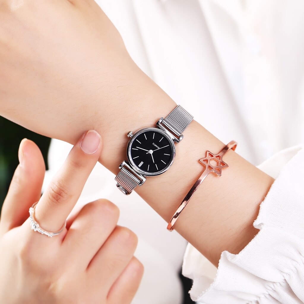 Đồng hồ đeo tay nữ dây thép không thép không gỉ mạ bạc thời trang tao nhã cho nữ | BigBuy360 - bigbuy360.vn