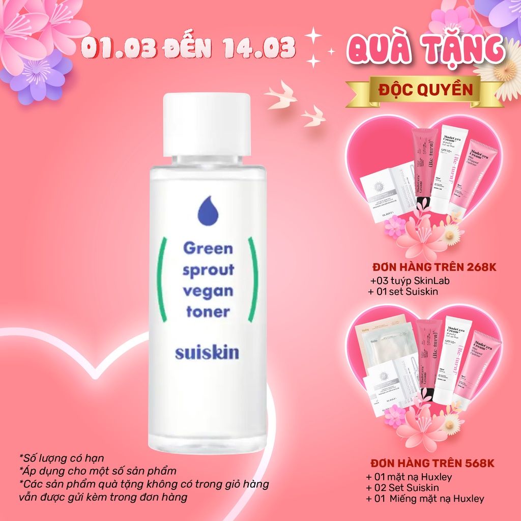 [NEW] Nước Hoa Hồng Suiskin Green Sprout Vegan Toner 50ml / Giữ ẩm - Tẩy tế bào da chết - Ngăn ngừa mụn