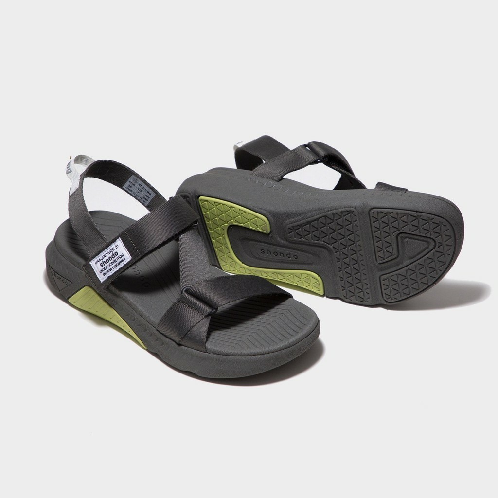 Giày sandal nam nữ SHONDO F7 Racing đế xám quai xám đi học, đi chơi