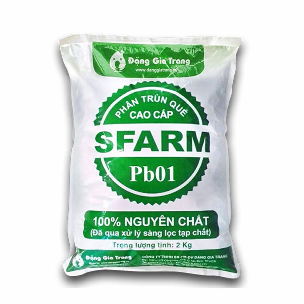 Phân trùn quế SFARM - 2KG -  phân bón hữu cơ trồng cây, trồng rau, cây cảnh nội thất, cây hoa kiểng, phong lan