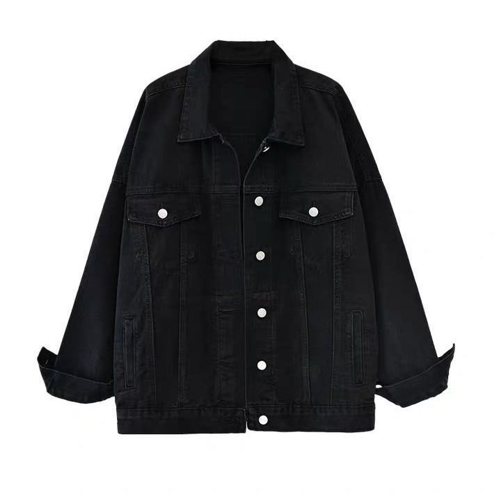 Áo Khoác Jean Dáng Rộng Dài Vừa Phải Phong Cách Hồng Kông Thời Trang Mới Cho Nữ