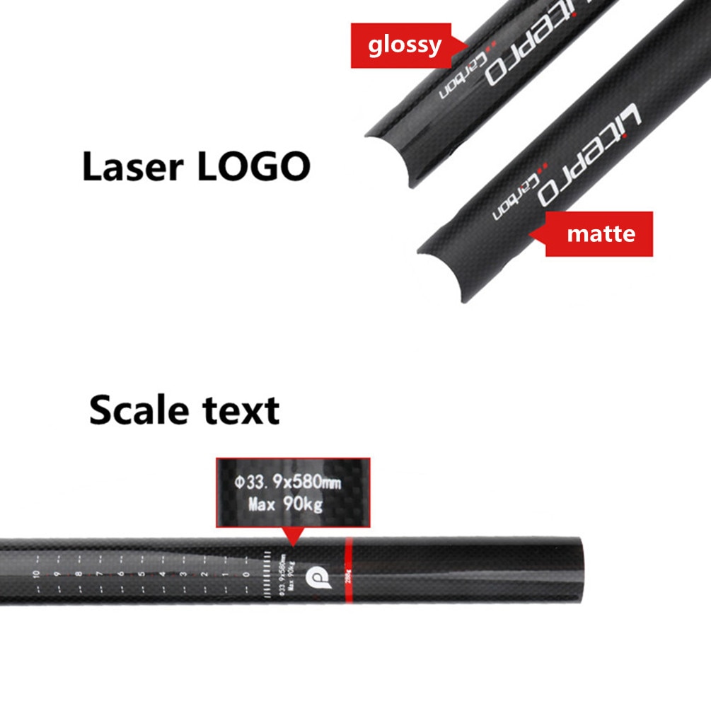 Cốt yên xe đạp Litepro sợi carbon siêu nhẹ cỡ 31.8 / 33.9mm * 580MM 412 SP8 Fnhon cho Dahon Brompton