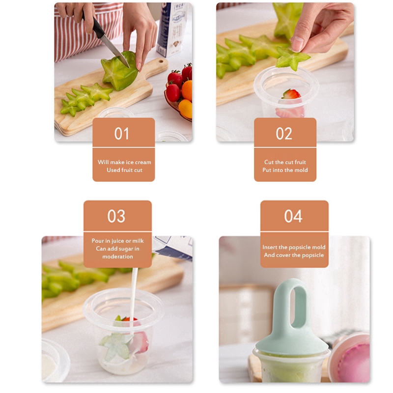 DIY Ice Cream Pops Mold/ Portable Food Grade PP Popsicle Mould/ Food Supplement Tools/ Summer Kitchen Fruit Shake Accessories