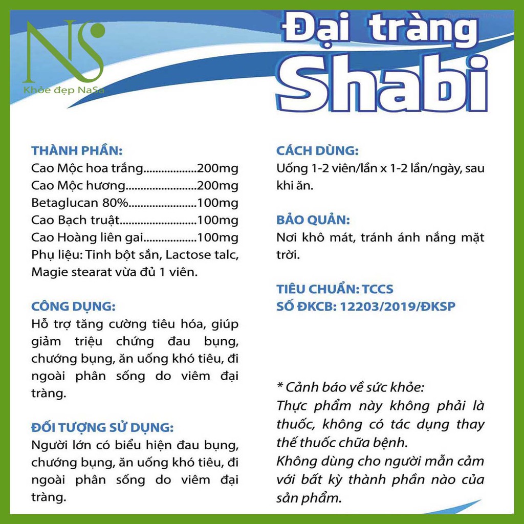 VIÊN UỐNG ĐẠI TRÀNG DÀNH CHO NGƯỜI BỊ ĐAU BỤNG, CHƯỚNG BỤNG, ĂN UỐNG KHÓ TIÊU, VIÊM ĐẠI TRÀNG