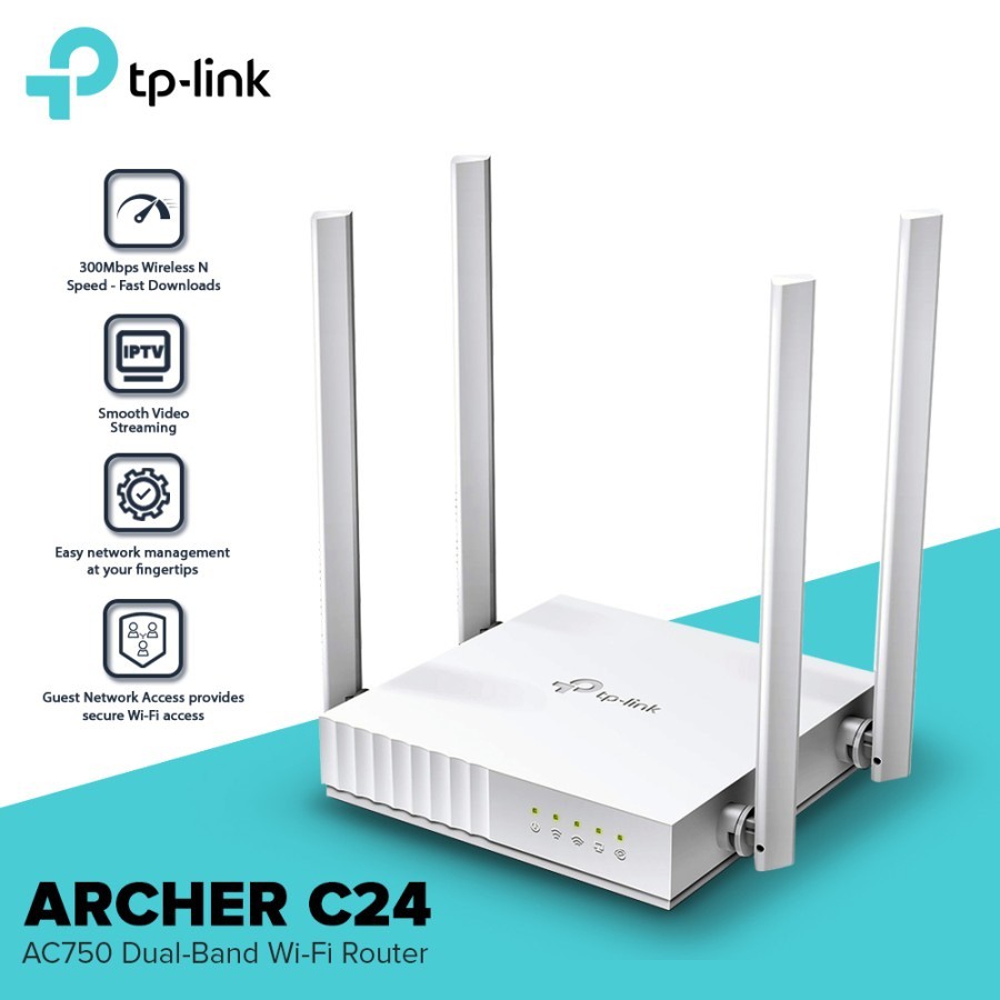 Bộ Định Tuyến Băng Tần Kép Không Dây Tp-Link Archer C24 Ac750