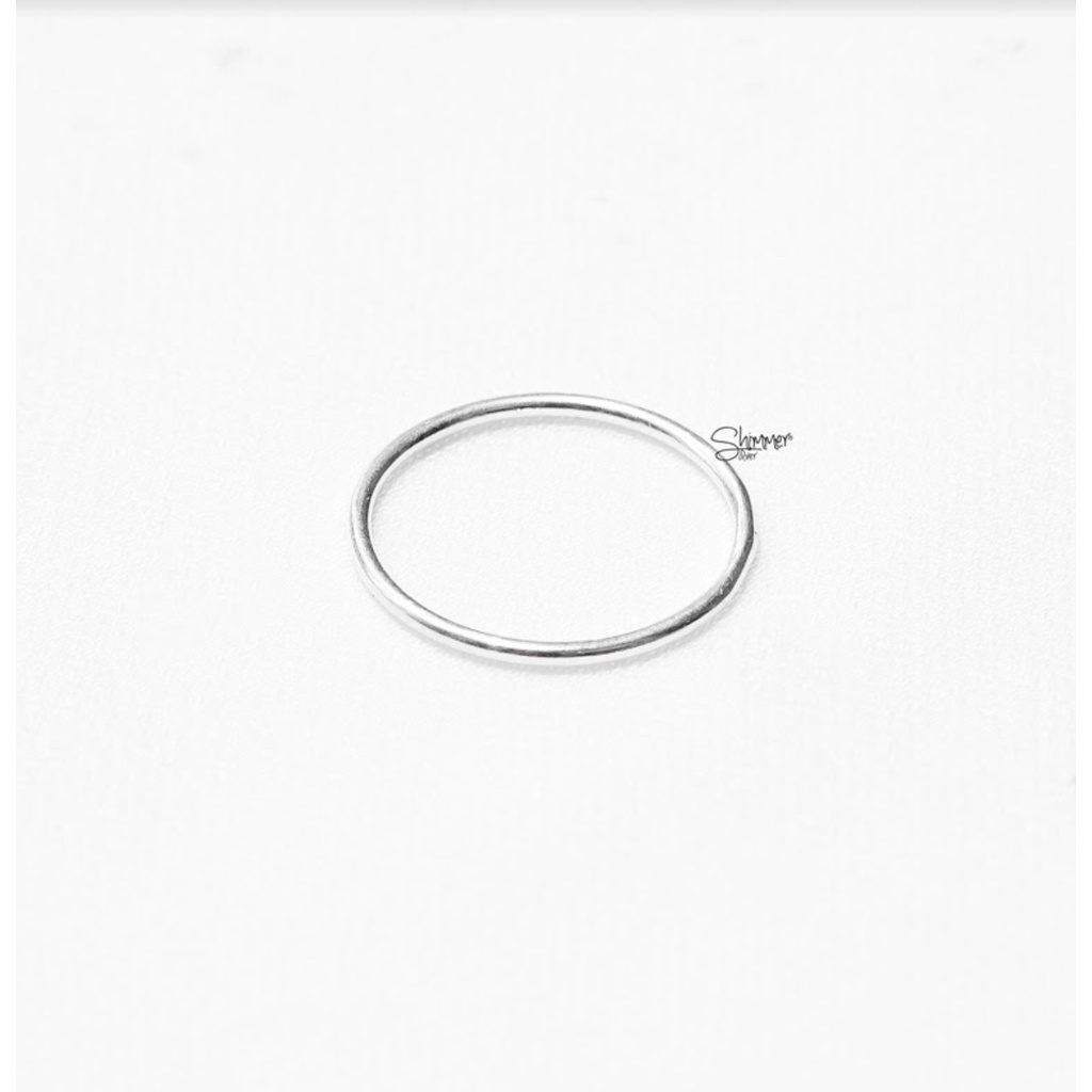 Nhẫn Bạc Trơn 925 Shimmer Silver Tròn Basic Đơn Giản Cá Tính Nhiều Cỡ Size - Lining