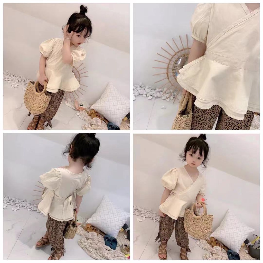 [Babycat] Hàng Có Sẵn Quần Dài In Họa Tiết Da Báo Phong Cách Nhật Hàn Cổ Điển Phong Cách Hàn Quốc Thời Trang Mùa Hè Dành Cho Bé Gái