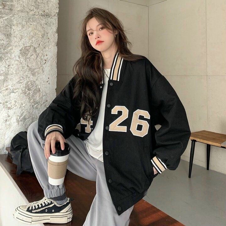 Áo khoác dù bomber jacket phối tay 5426 form rộng nam nữ  unisex 1HIT