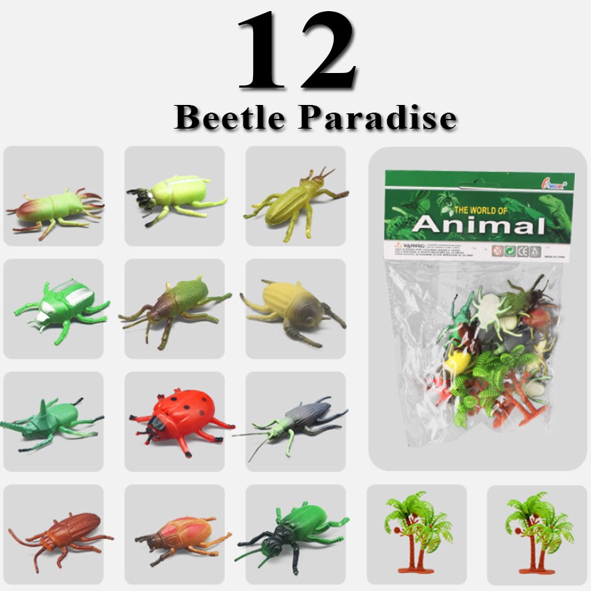 Bộ sưu tập 12 Bọ Cánh Cứng Safari - Đồ Chơi mô hình Côn Trùng New4all Animal World 126 cho bé 3 tuổi học hỏi, khám phá
