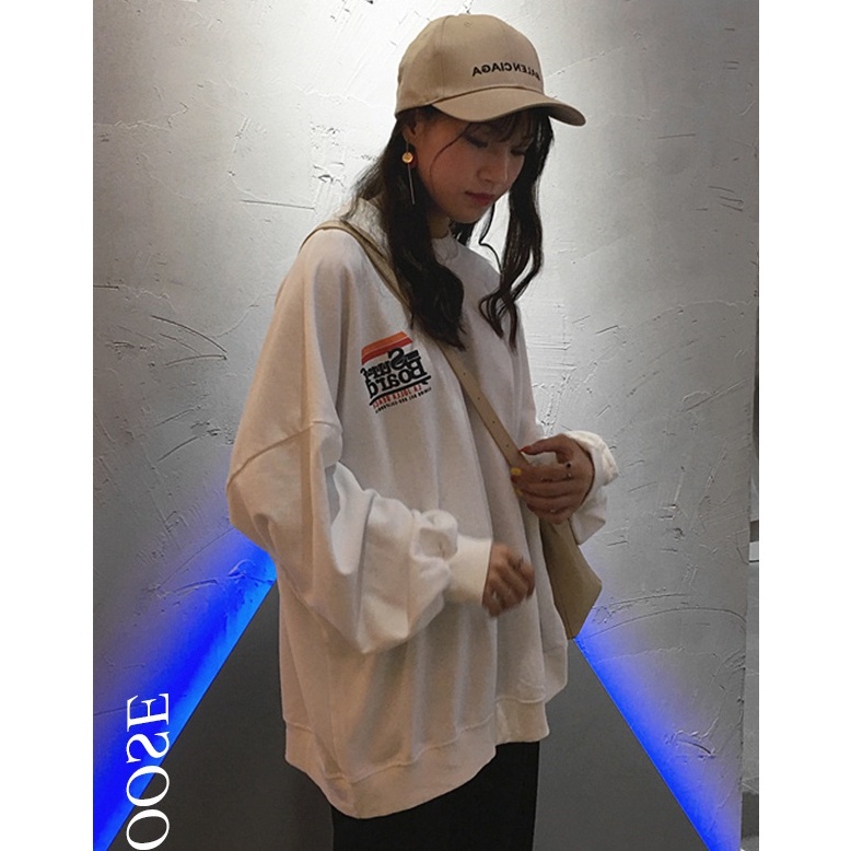 Áo Sweater Tay Dài Dáng Rộng Thời Trang Cho Nữ