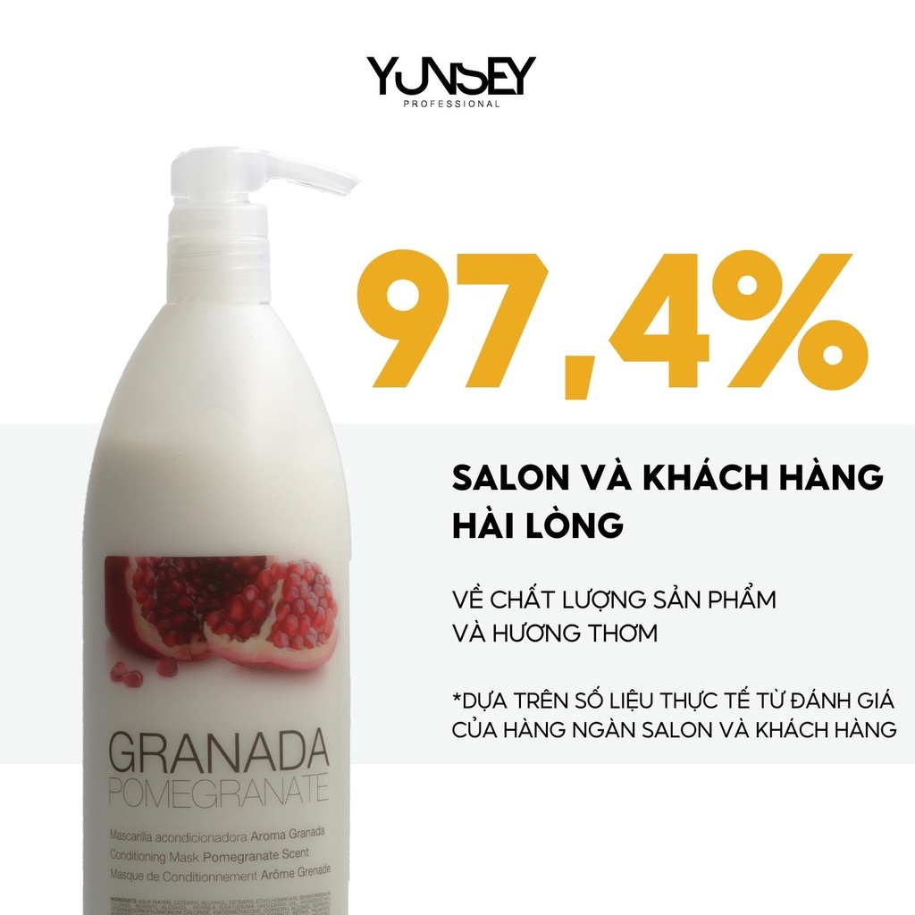 Mặt nạ ủ tóc hương lựu giúp tóc mềm mượt Yunsey Pomegranate Mask 1000ml
