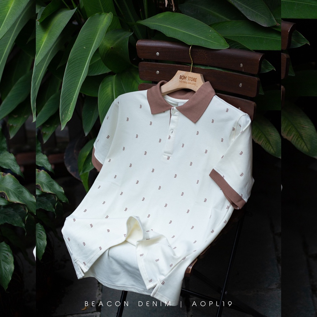 Áo Polo Nam Mẫu In Chữ B BEACON DENIM Form Vừa Basic Dễ Mang Hàng Ngày AOPL19
