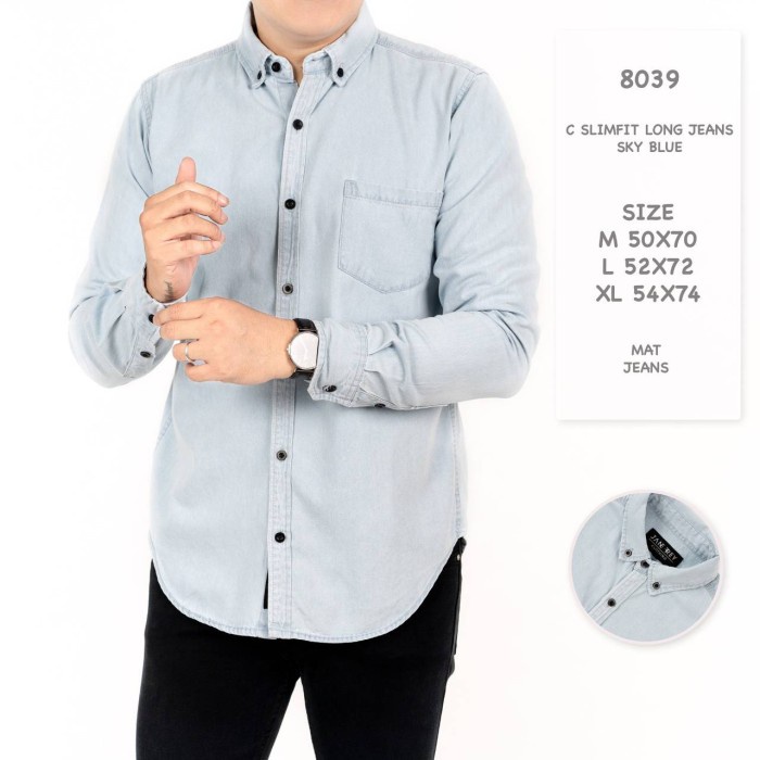 Áo sơ mi Denim dài tay / áo sơ mi nam cổ trụ Xvf-583 Levis Vw6 RO862