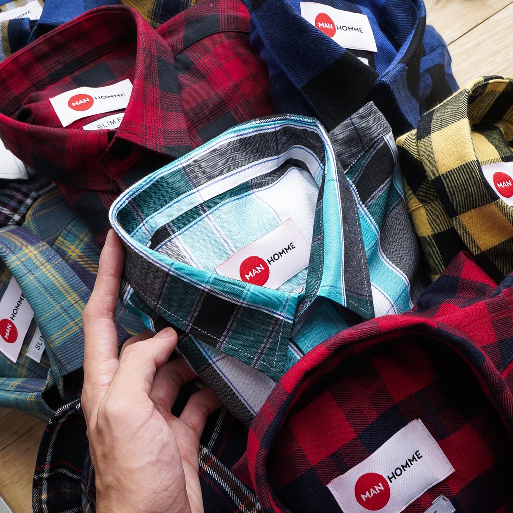 Áo Sơ Mi Ca Rô Nam Hàn Quốc Áo Flannel Sơmi Kẻ Sọc Caro Nam Dài Tay From Ôm Hàng Hiệu - SMGS02 - MANHOMME | BigBuy360 - bigbuy360.vn