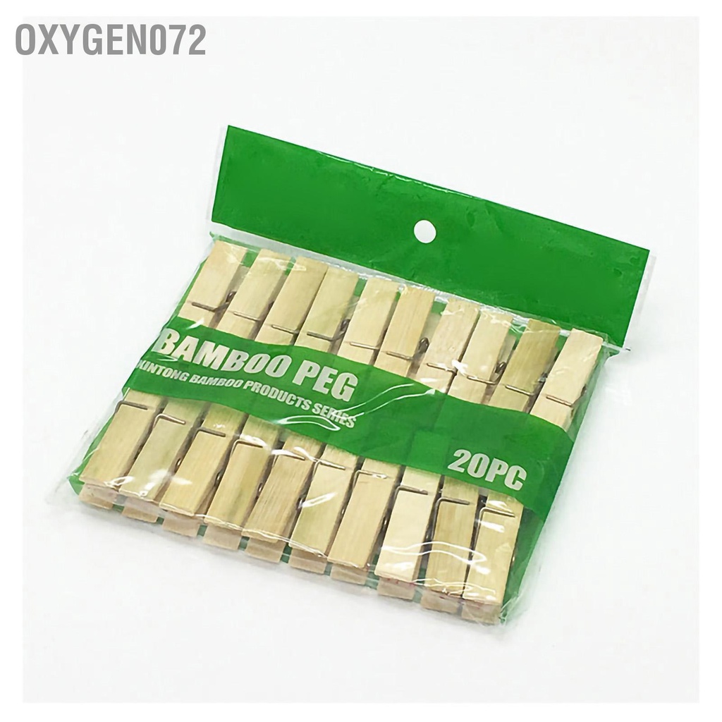 Oxygen072 20 cái Chốt quần áo bằng tre Clothespins với Kẹp chống gió mùa xuân cho ban công ngoài trời