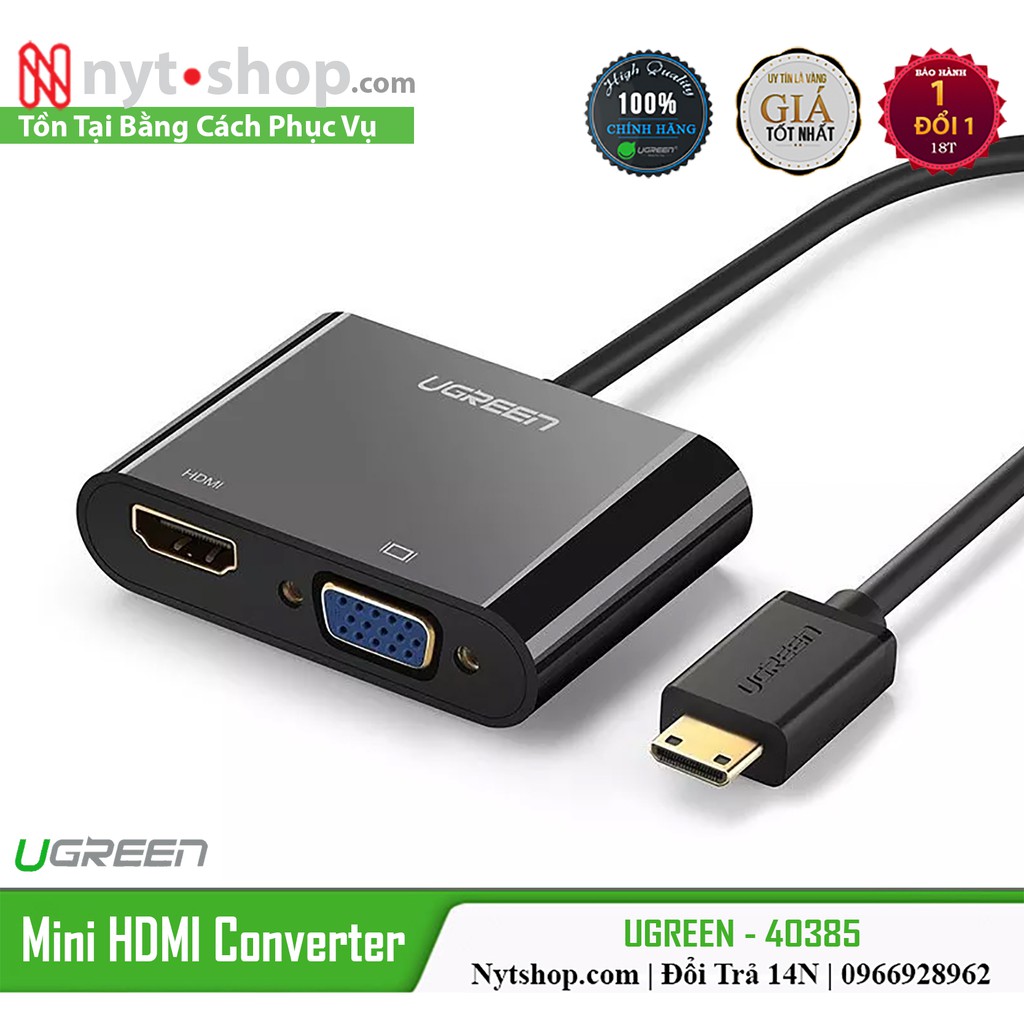 Cáp Chuyển Mini Hdmi Ra Hdmi và Vga Có Cổng Audio 3.5MM Ugreen 40835
