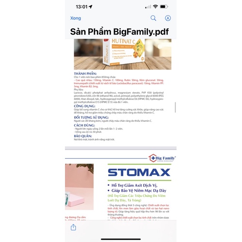 [Vỉ 10 Viên] RUTINAT C BIGFAM Bổ Sung Vitamin C Hỗ Trợ Tăng Cường Sức Đề Kháng Cho Cơ Thể