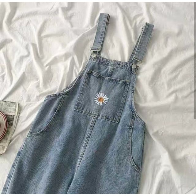 [ORDER] Yếm jeans ống suông ulzzang họa tiết hoa cúc - Có ảnh thật | BigBuy360 - bigbuy360.vn