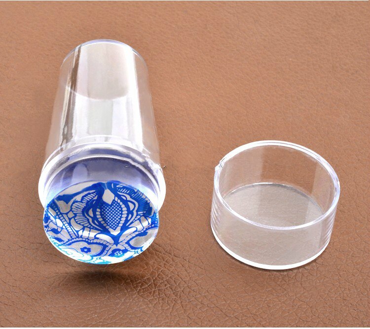 [Hàng mới về] Con dấu và miếng cạo dập móng nghệ thuật 2.8cm bằng silicon thạch trong suốt có nắp SUAKE