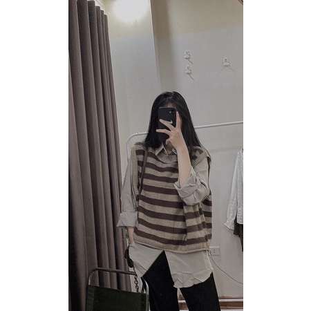 Áo len gile kẻ vingate kiểu mới nhất 2022 - hàng có sẵn