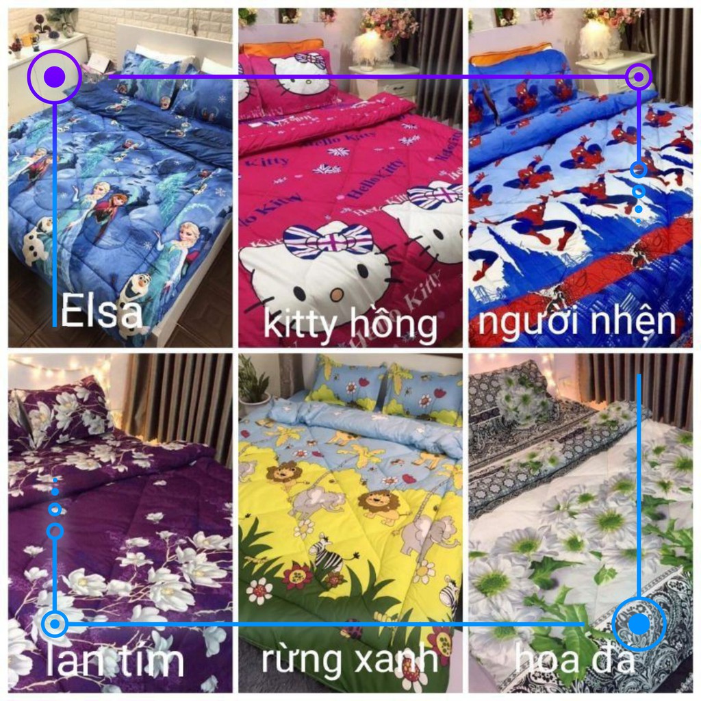 [Xả Lỗ] Bộ 5 Ga Gối Chăn Phao Trần Bông Dày Poly Cotton loại 1 Chăn Bông Như Hình Nhiều Mẫu Mới ( Nhắn Chọn Mẫu) FREESHI