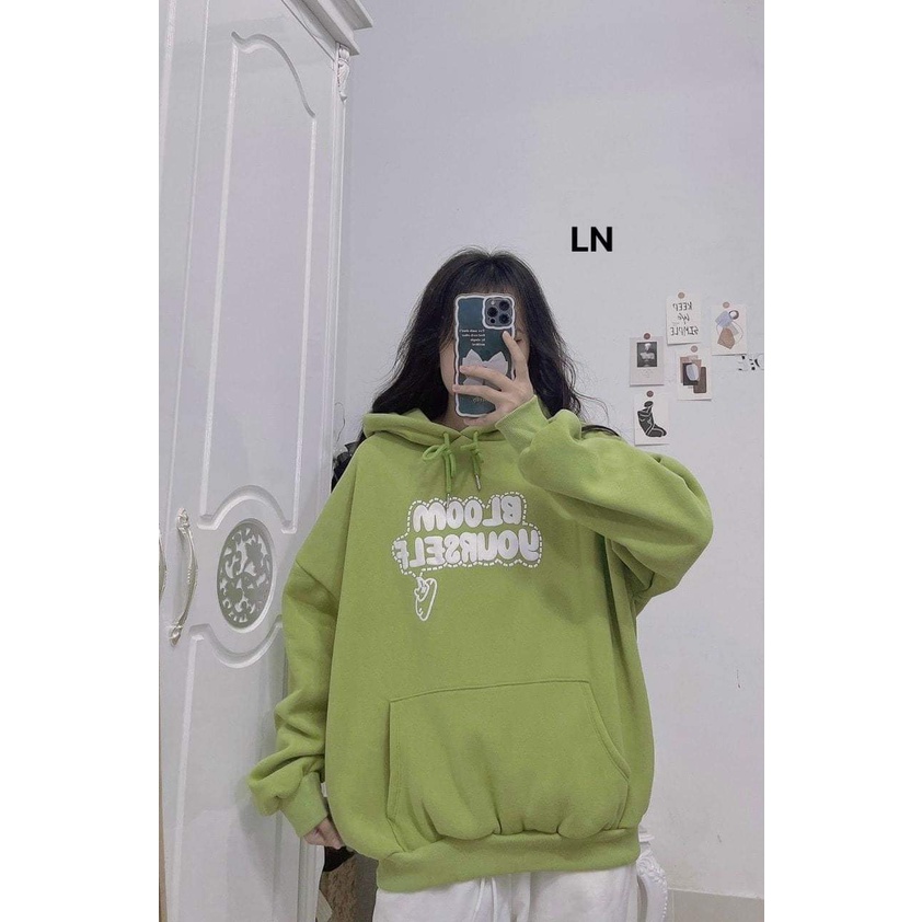Áo hoodie bloom .Áo hoodie nữ nỉ cotton form rộng tay bồng