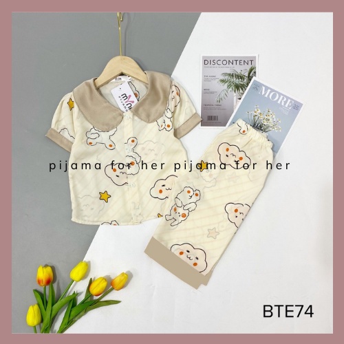 Set đôi Mẹ và Bé Pijama mùa hè trẻ em tay cộc quần ngố lửng hình cute pijama bé gái mát mẻ( Bộ Cho bé)