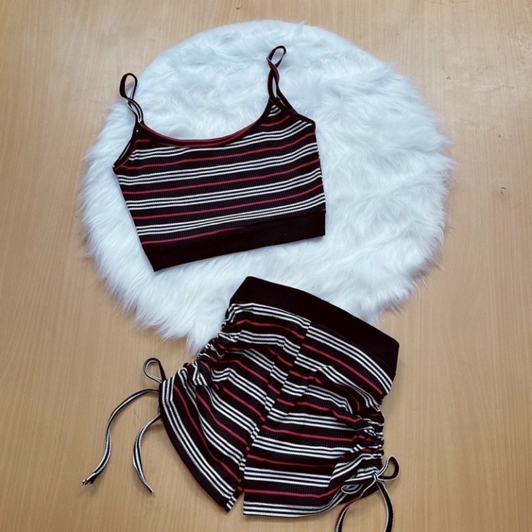 Set bộ sọc áo 2 dây phối quần rút dây 2 bên - B7U