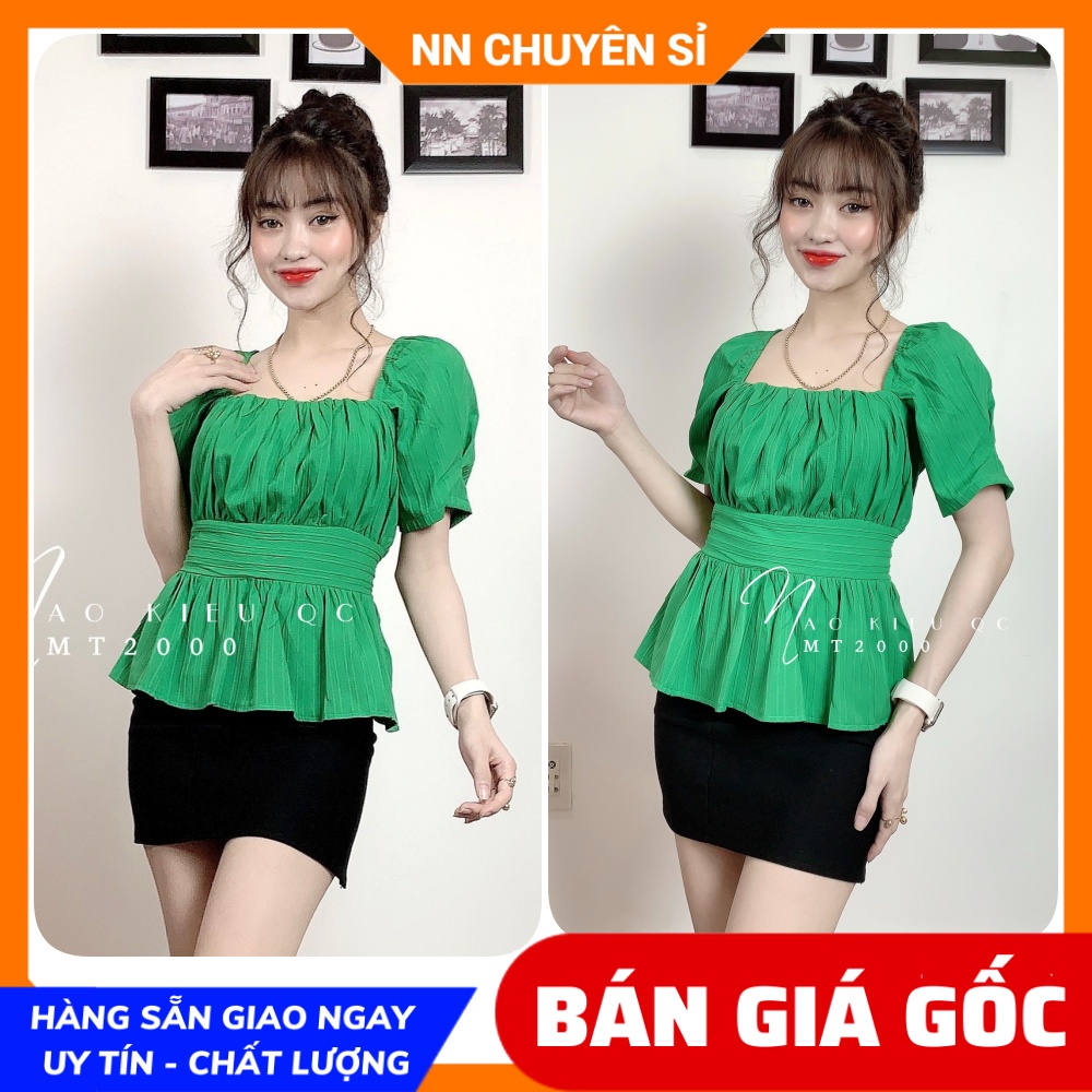 Áo kiểu công sở nữ chất vải mềm mát dún ngực tay búp cột nơ sau dễ thương MT2000