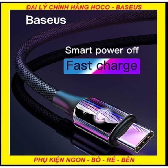 Cáp sạc Type-C tự ngắt điện khi sạc đầy Pin Baseus C-shaped Light Intelligent 3A dài 1m - Hàng chính hãng