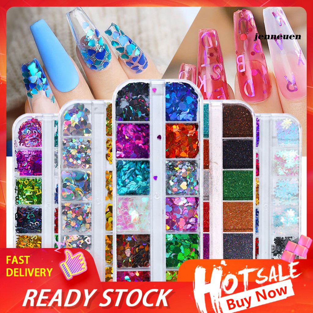 [Hàng mới về] Kim Sa Trang Trí Móng Tay Siêu Mỏng Thiết Kế Trái Tim/Chữ Nổi Bật Cho Nữ