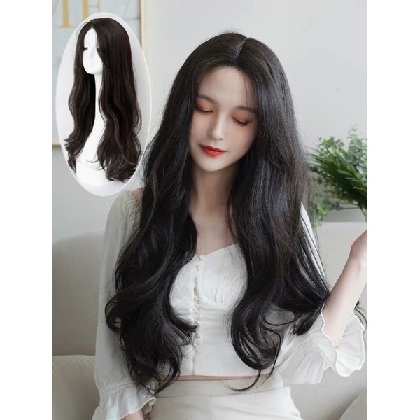 Tóc giả nữ nguyên đầu❤️FREESHIP❤️Tóc giả nữ cả đầu mái dài xoăn đuôi đang dài