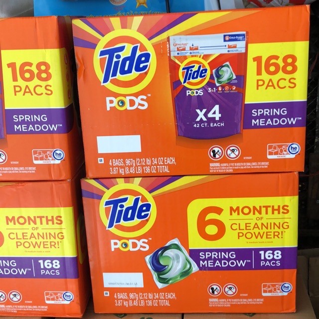 Viên giặt Tide Pods Mỹ ( 3 in 1 ) thùng 168 viên - 4 túi