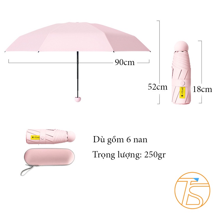 Cây Dù Gấp Gọn Có Hộp Đựng Nhỏ Gọn Chống Tia Cực Tím, Tia Uv Nhiều Màu Lựa Chọn