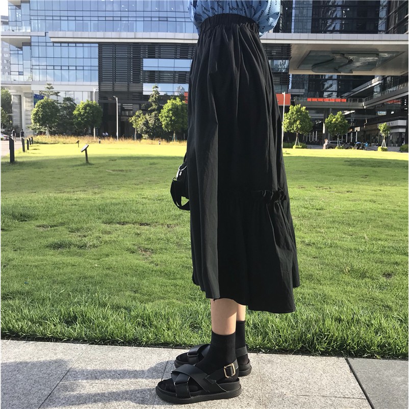 Chân Váy Lưng Cao Nhún Bèo Phong Cách Retro Hàn Quốc | BigBuy360 - bigbuy360.vn