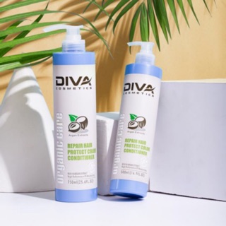 Bộ Dầu Gội Diva Xanh 750ML*2  Phục Hồi Và Giữ Màu Nhuộm Mẫu 2019 Chính Hãng