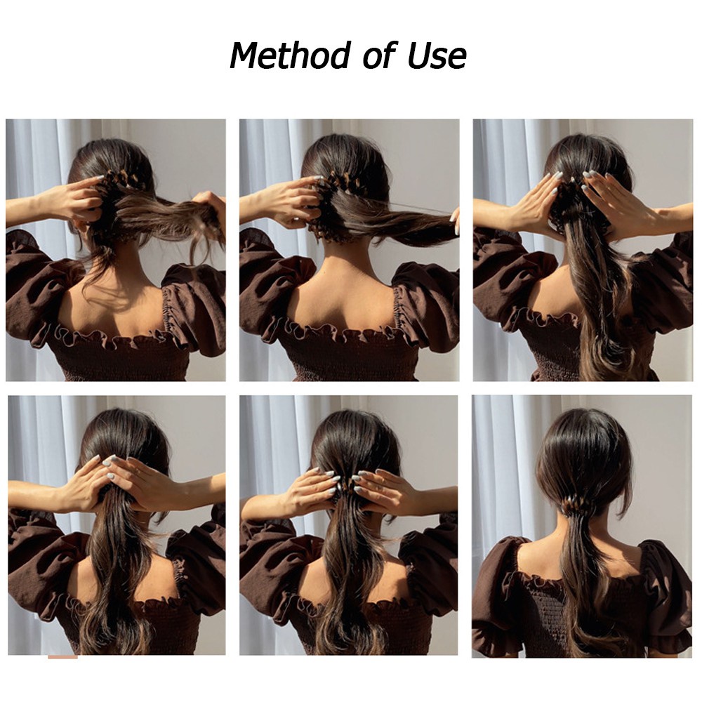 Dây Buộc Tóc Co Giãn Có Thể Thu Gọn Kiểu Dáng Hình Học Cổ Điển Độc Đáo