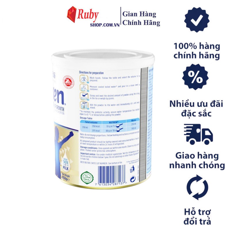 Sữa Bột Nutren Junior Nestle Thụy Sĩ 850g