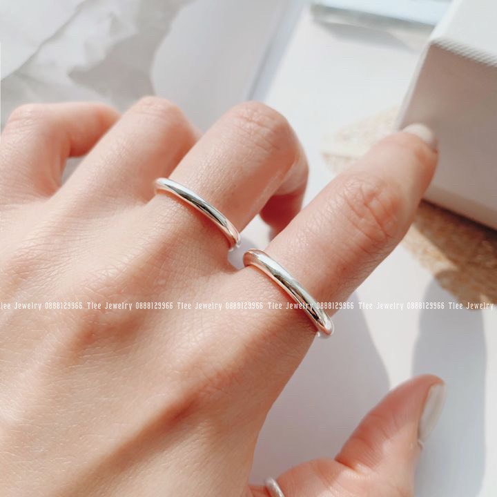 Nhẫn bạc unisex TLEE trơn bo tròn bản rộng bạc nguyên chất TleeJewelry A0283