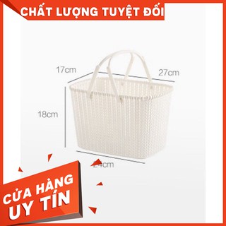 Rổ hai quai xách đựng đồ đa năng / Giỏ nhựa giả mây Hàn Quốc
