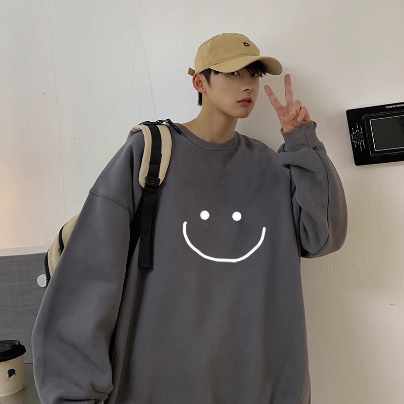 Áo Sweater Mặt Cười oversize LOHA Basic, áo nỉ Nhật cao cấp dài tay Unisex LOHA | BigBuy360 - bigbuy360.vn